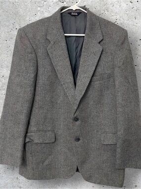 Farah Herringbone Twill Weave Gray Blazer/Suit Jacket // 44